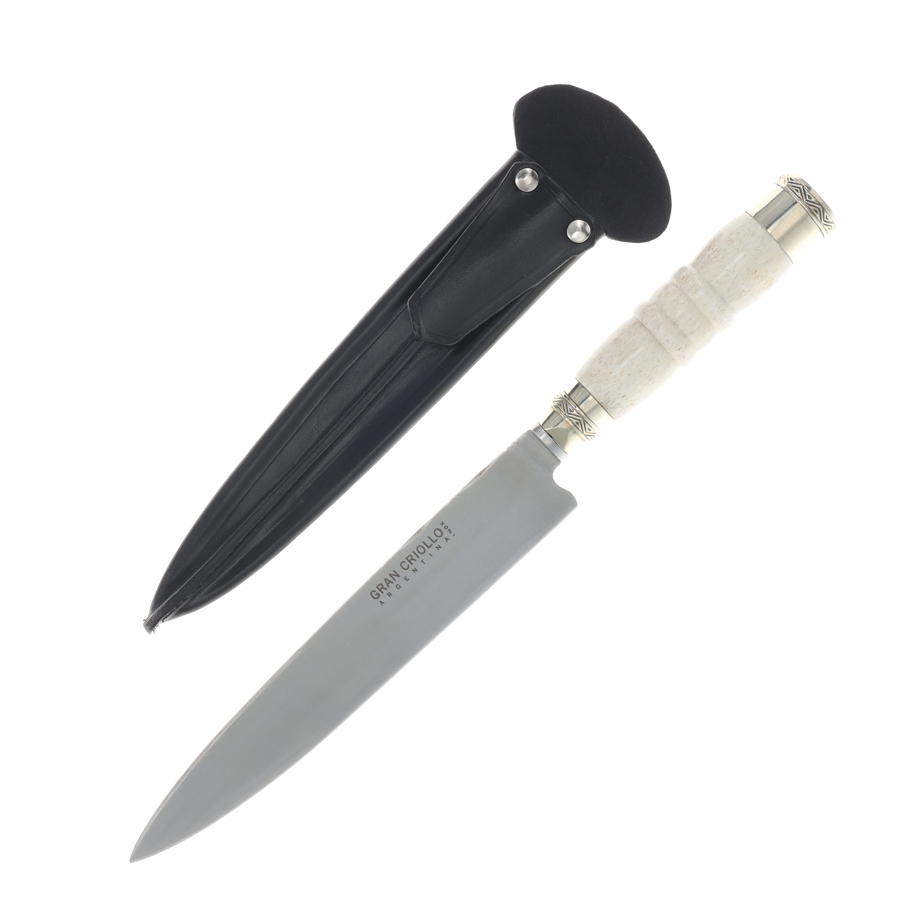 Patagon Knives Gaucho Fixed Knife Colt Bone Handle 8in Spear Point Blade W/Sheath GK-CBH-20 View 1