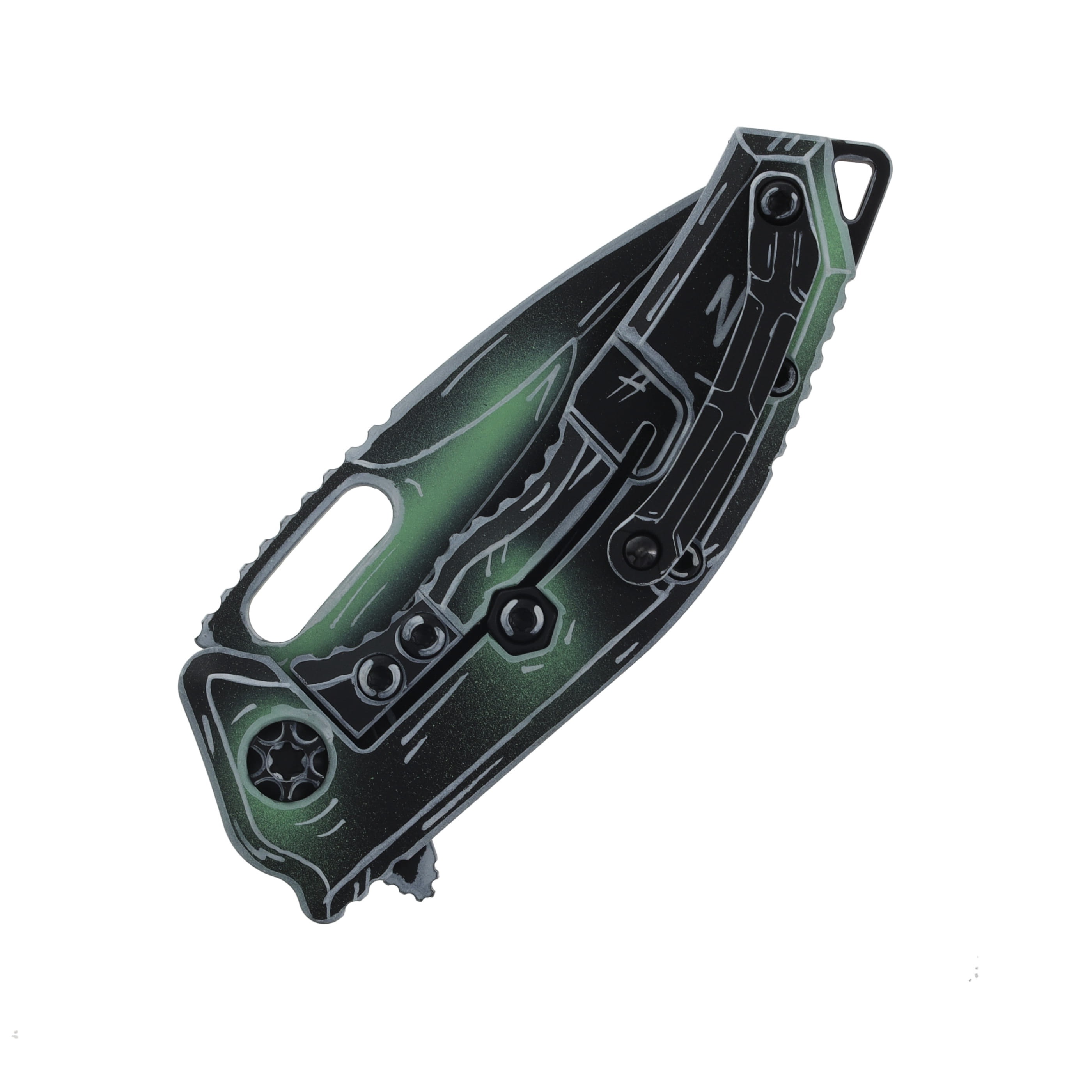 Heretic Medusa Manual Folder Tanto Negative Cel Shading Toxic Green UV Reactive H009-NCS_TX View 4
