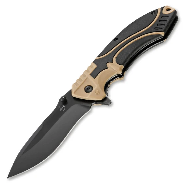 Boker Plus Advance Desert Pro Folding Knife Black-Tan FRP Handle 440C Blade BK01BP0056 View 1