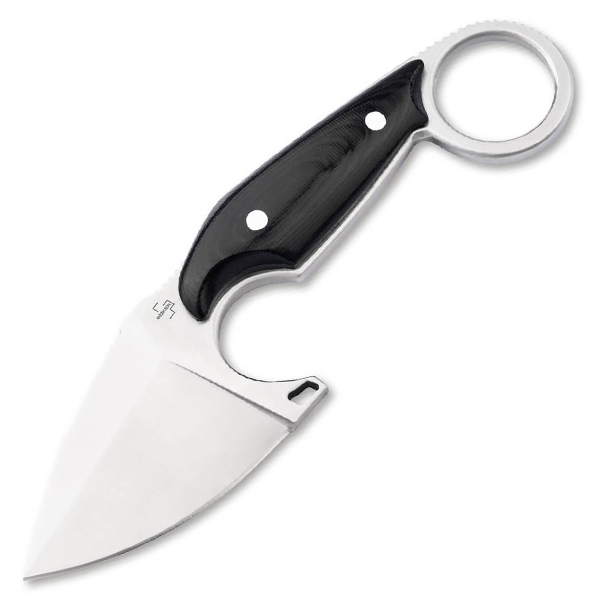 Boker Plus Enki Fixed Knife Black Micarta Finger Ring Handle 440B Blade BK02BP0011 View 1