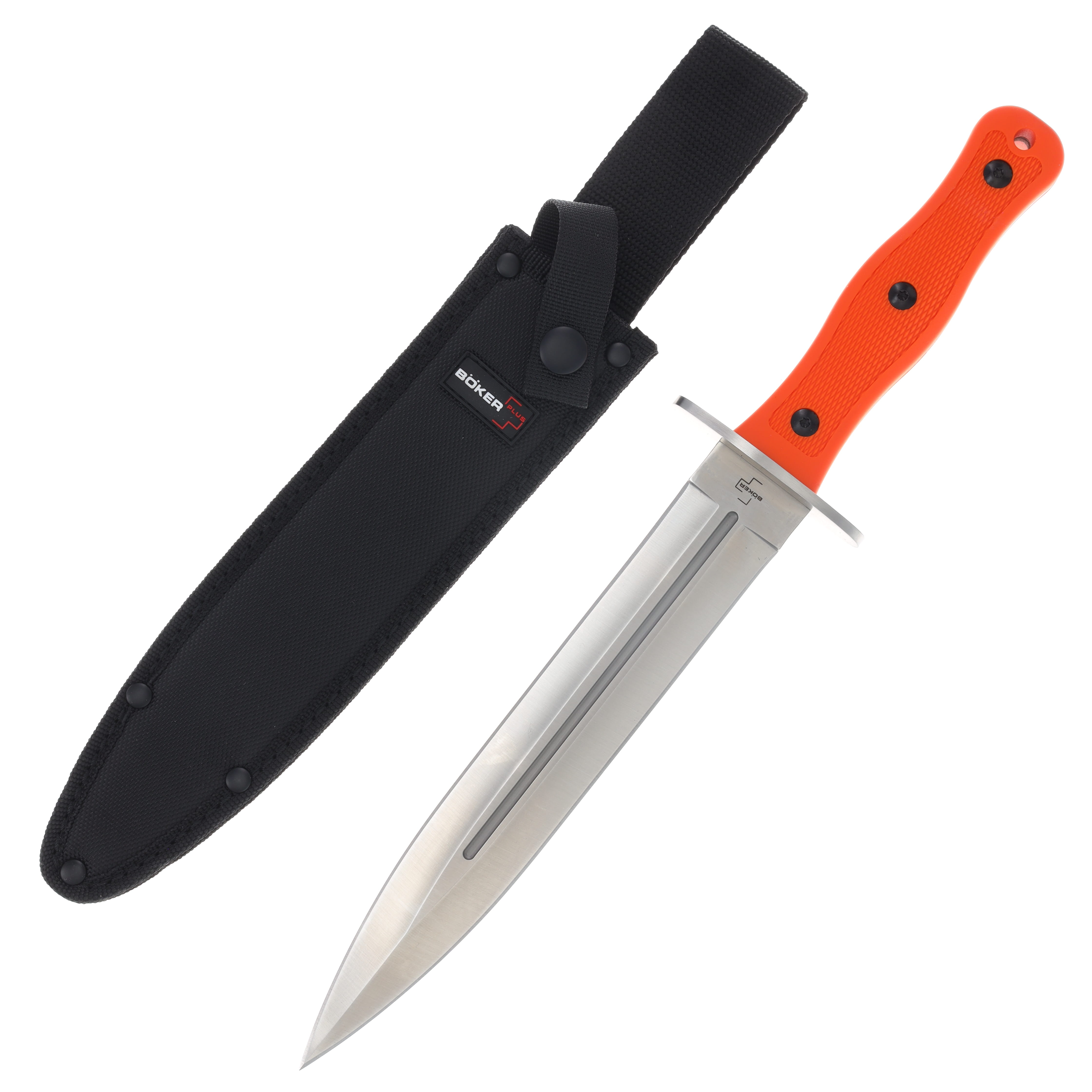 Boker Plus Hunting Boar Dagger Orange Fixed Knife TPR Handle 440C Blade BK02BP0020 View 1
