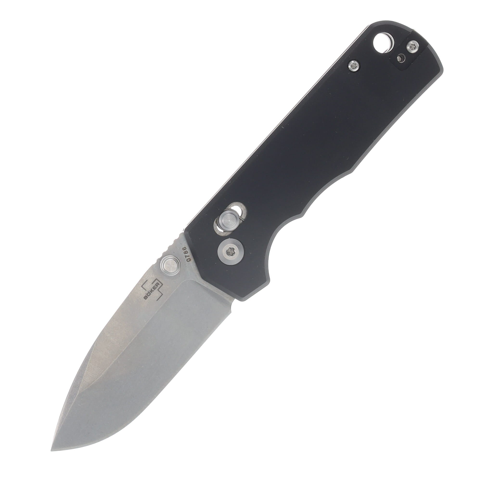 Boker Plus Rockstub Black Aluminum Folding Knife 440B Drop Point Blade BK01BP0050 View 1