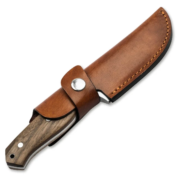 Boker Plus Walnut Drop Fixed Knife Walnut Wood Handle 440A Drop Point Blade BK02BP0013 View 2