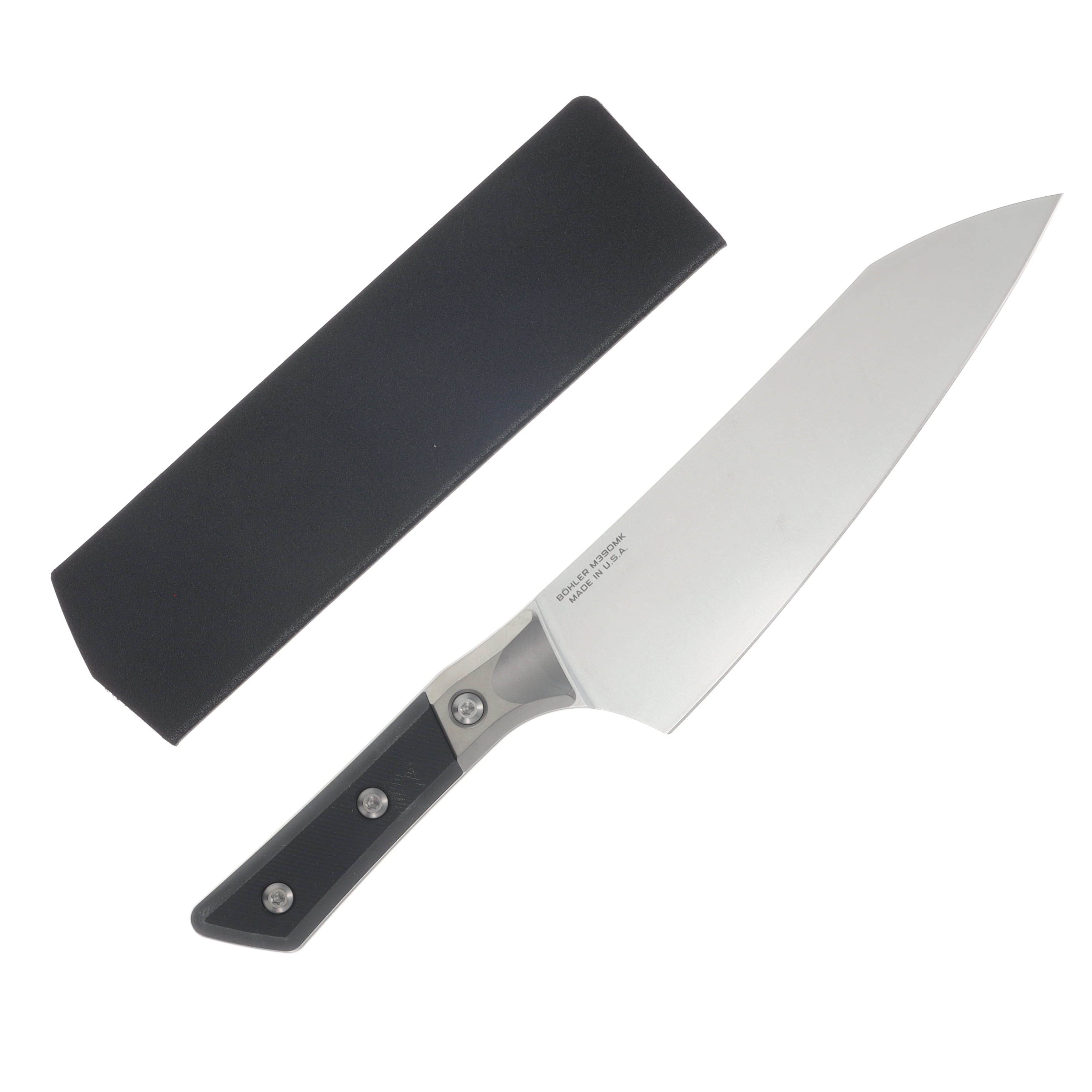 Microtech 8in Chef Knife Stonewash Standard W/Bolster Black G-10 MT3000B10BK View 2
