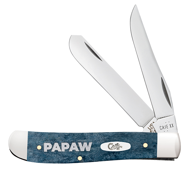 Case XX Mediterranean Blue Bone Papaw Mini Trapper Folding Knife with Gift Tin CA10432 View 1