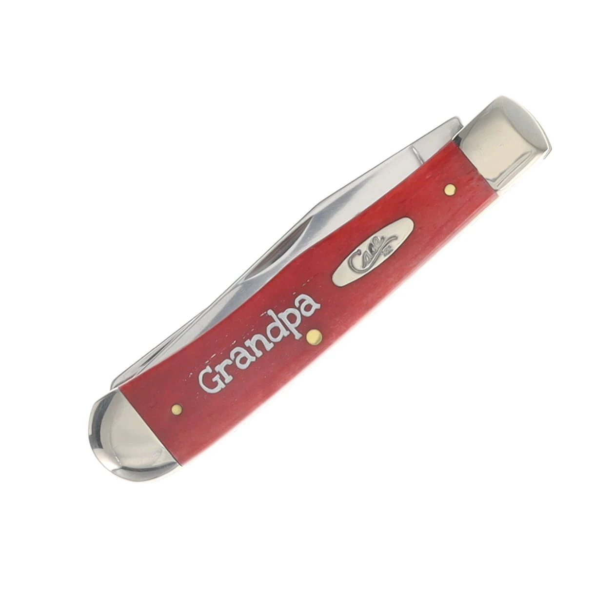 Case XX Dark Red Bone Grandpa Trapper Folding Knife with Gift Tin CA10433 View 4
