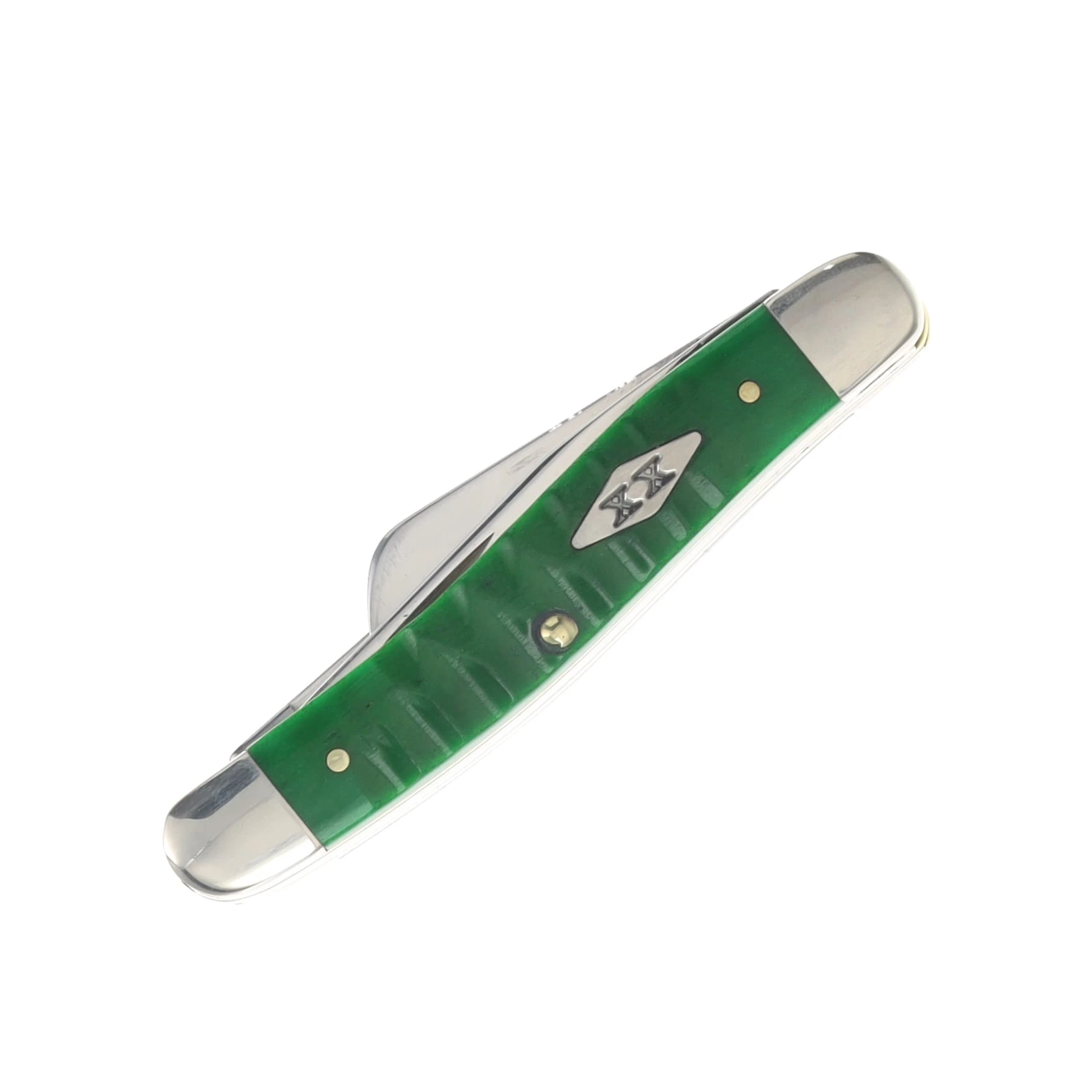 Case XX Bright Green Gator Jigged Bone Medium Stockman Folding Knife CA11442 View 3