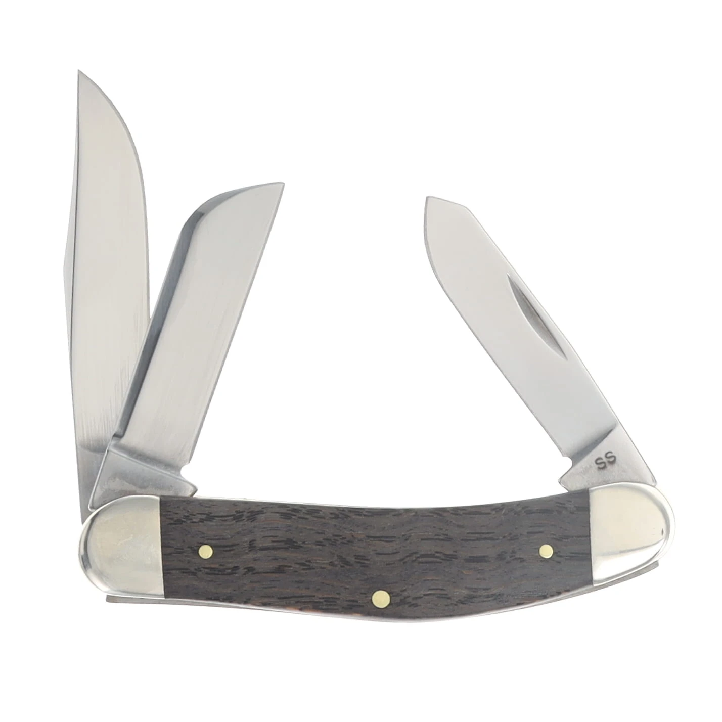 Case XX Black Curly Oak Wood 3-Blade Sowbelly Folding Knife CA14011 View 2