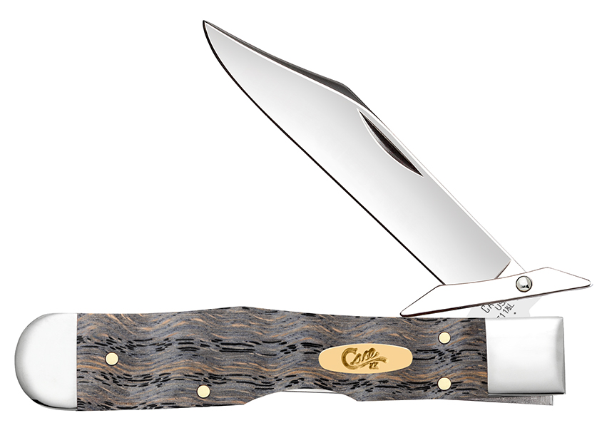 Case XX Black Curly Oak Wood Cheetah Cub Lockback Folding Knife CA14013 View 1