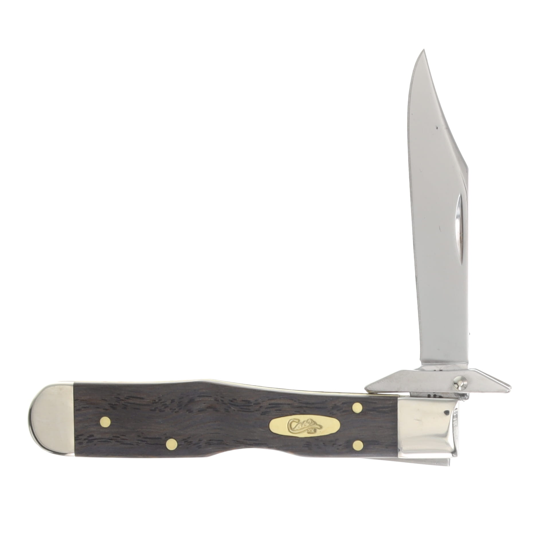 Case XX Black Curly Oak Wood Cheetah Cub Lockback Folding Knife CA14013 View 3