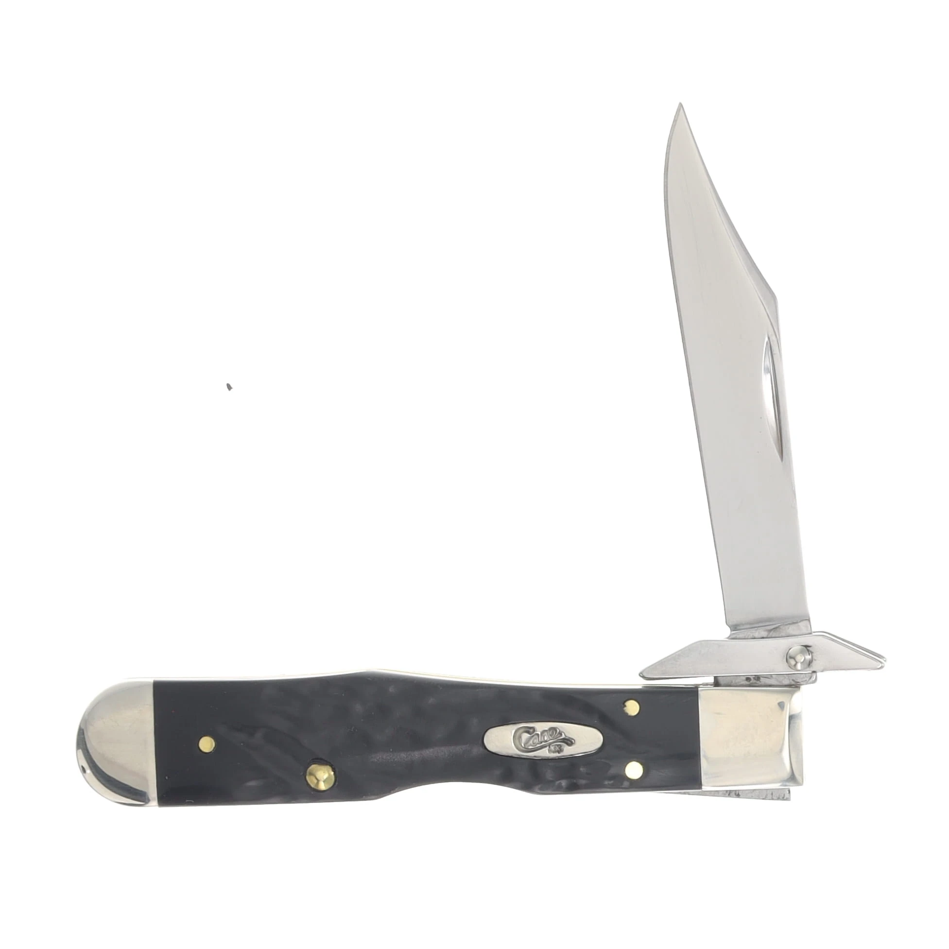 Case XX Jigged Rough Black Synthetic  Cheetah Cub Lockback Folding Knife CA18243 View 3