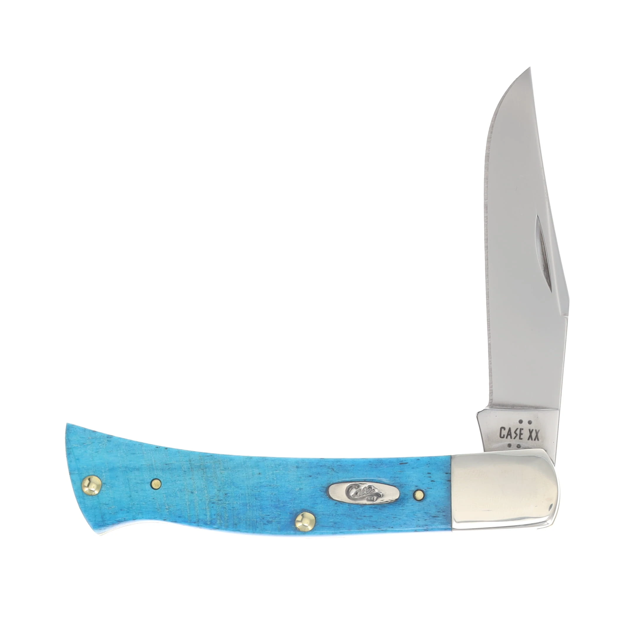 Case XX Caribbean Blue Sawcut Jigged Bone Axe Handle Pattern Folding Knife Bill Ruple Design CA25580 View 3