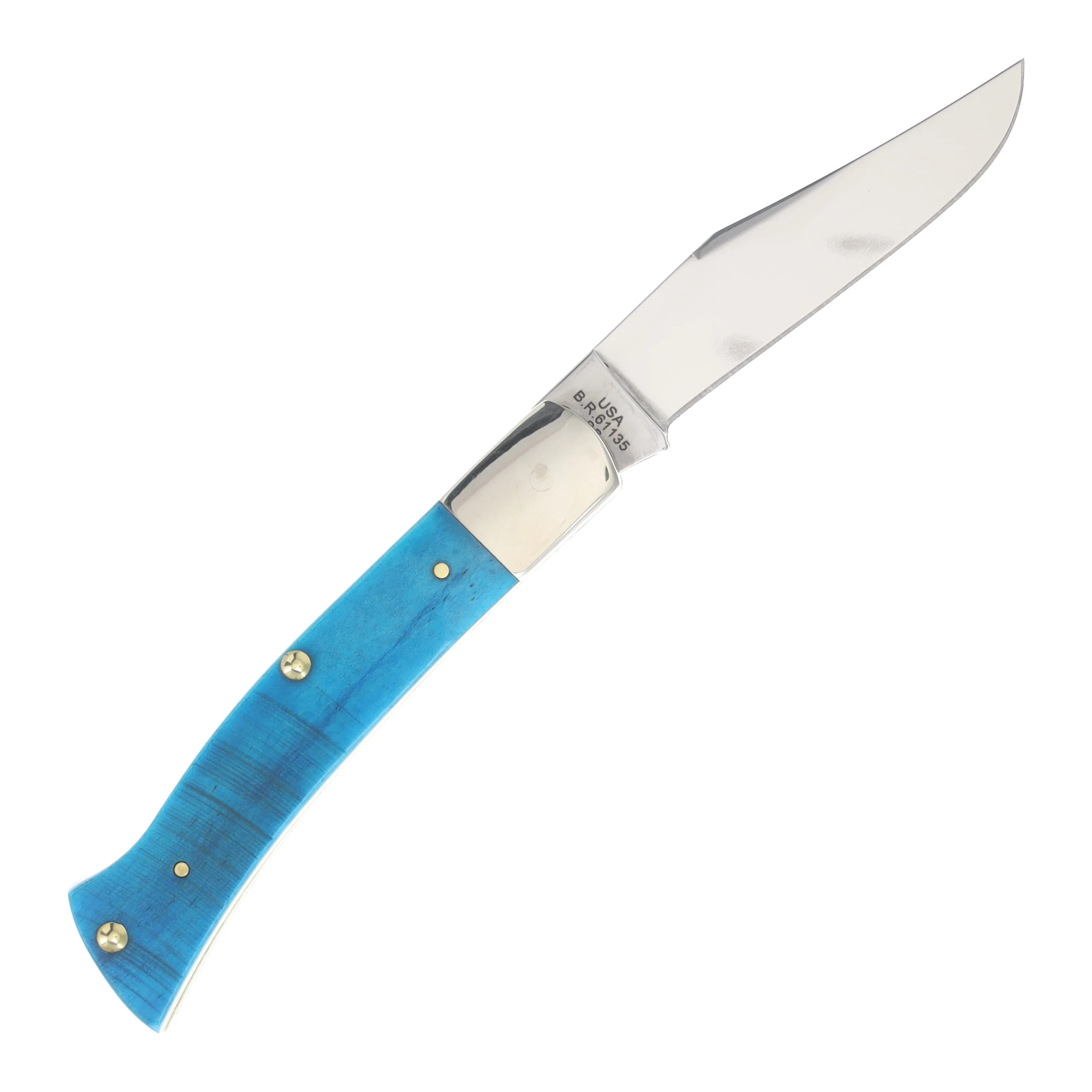 Case XX Caribbean Blue Sawcut Jigged Bone Axe Handle Pattern Folding Knife Bill Ruple Design CA25580 View 2