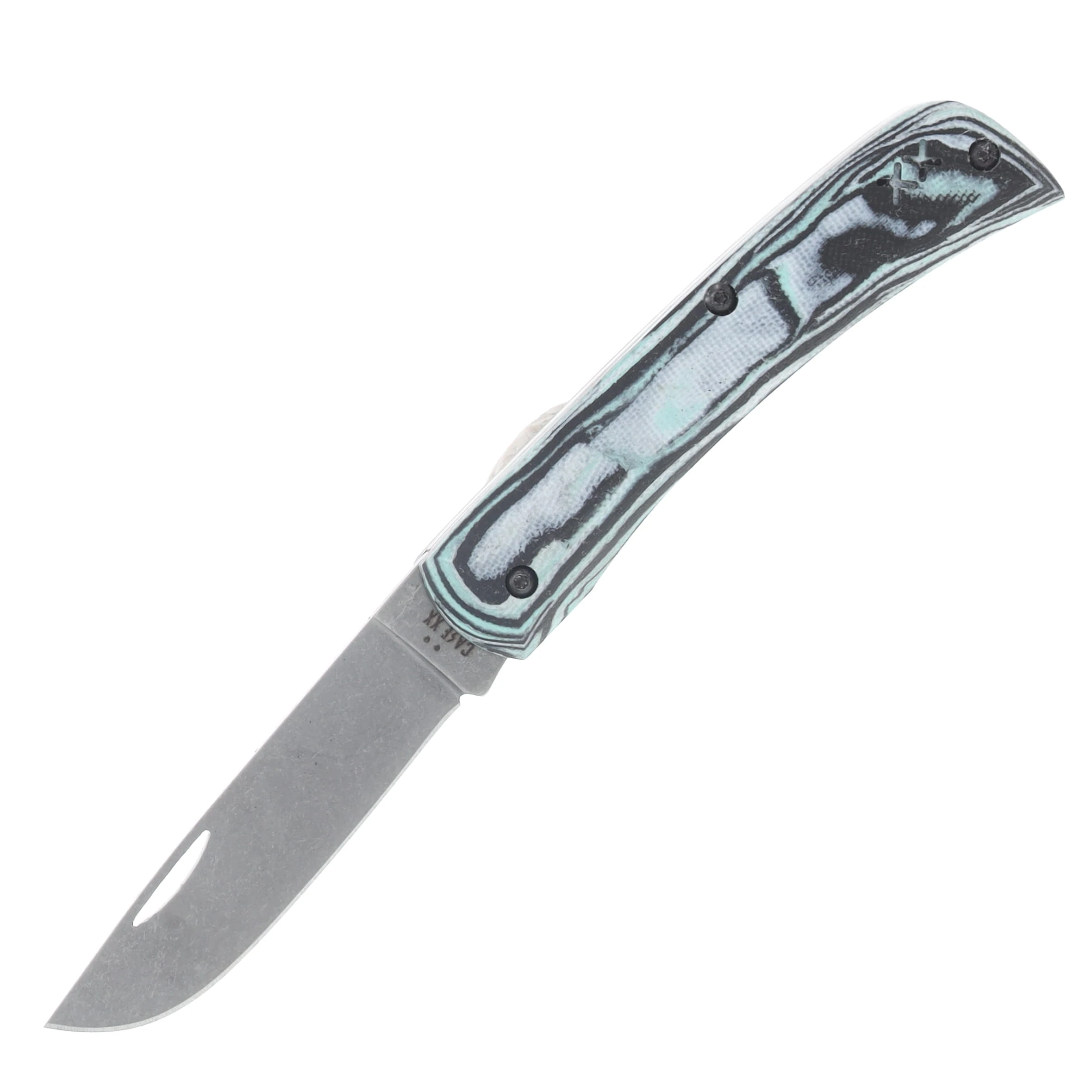 Case XX Seafoam Green Burl G-10 Sod Buster Jr Pocket Knife CA66384 View 1