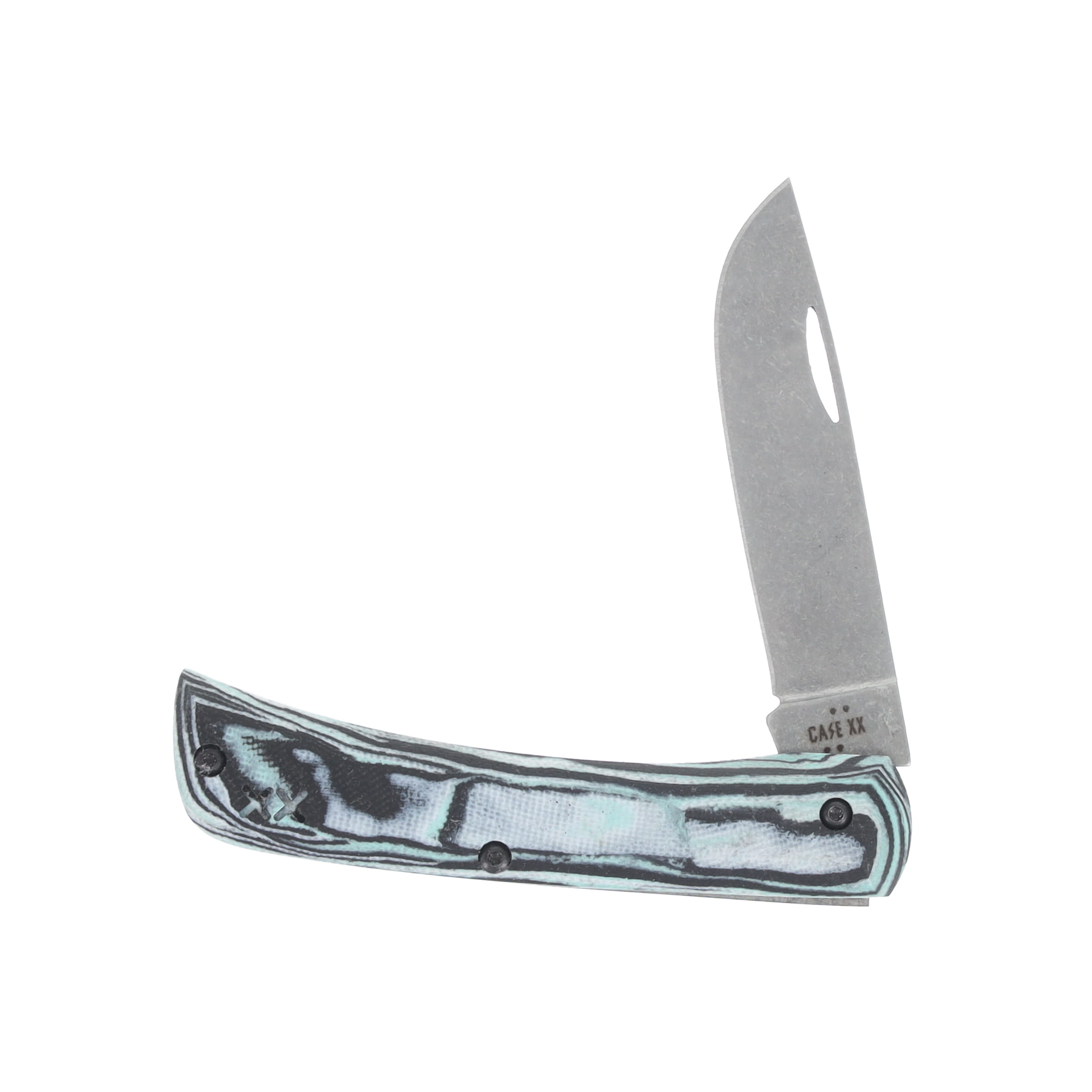 Case XX Seafoam Green Burl G-10 Sod Buster Jr Pocket Knife CA66384 View 4