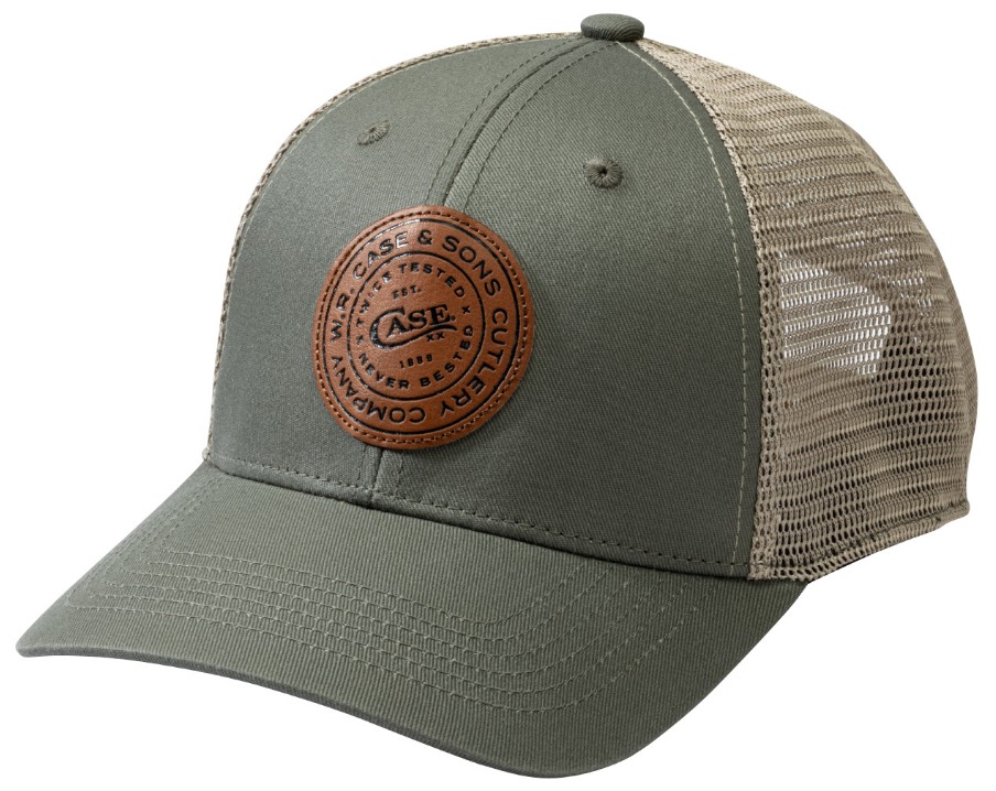 Case XX Green-Tan Baseball Cap with Brown Leather Logo Patch CA41255 View 1