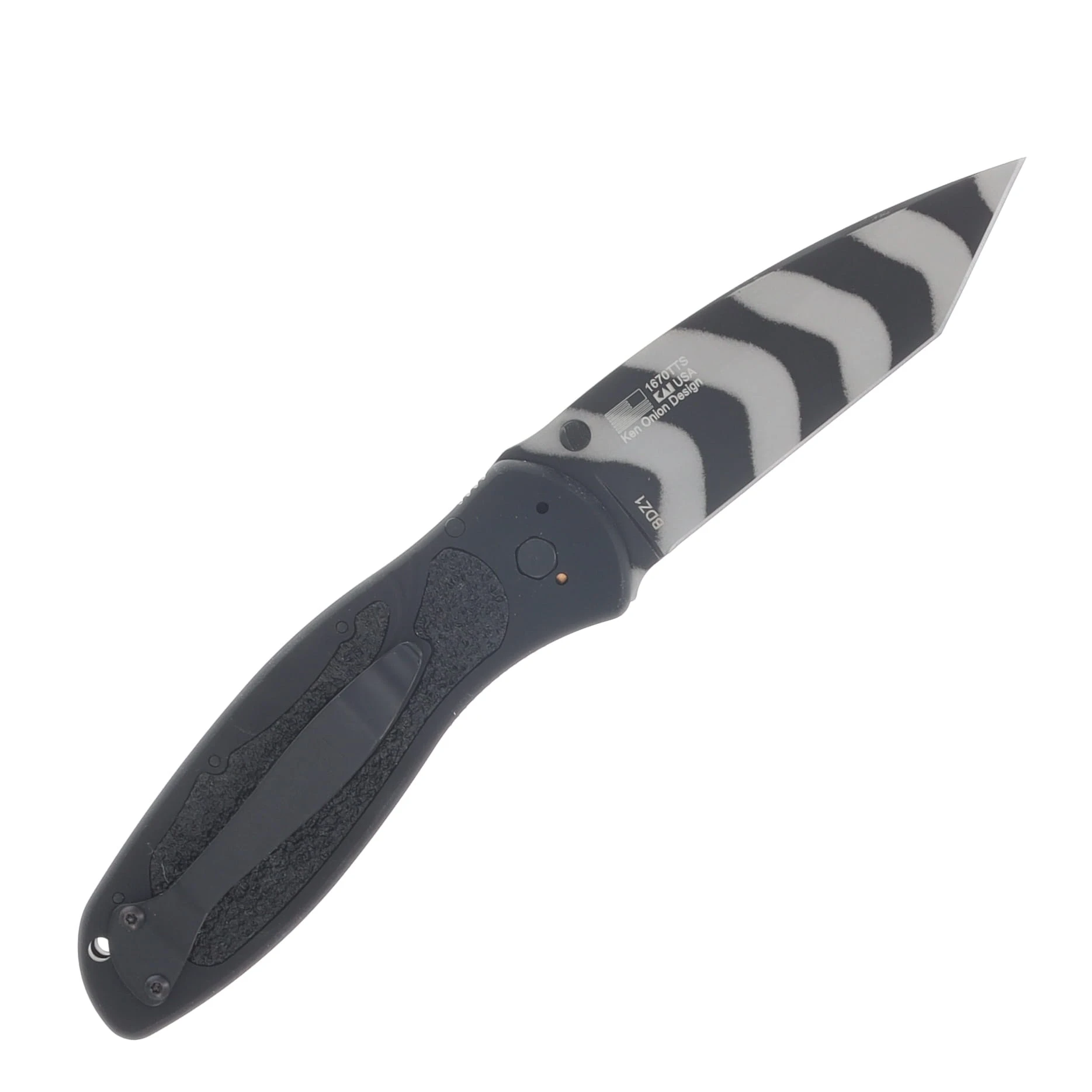 Kershaw Blur Tiger Stripe AO Folding Knife Black Aluminum-Trac Tec Insert Handle PS Tanto Blade KS1670TTSST View 2