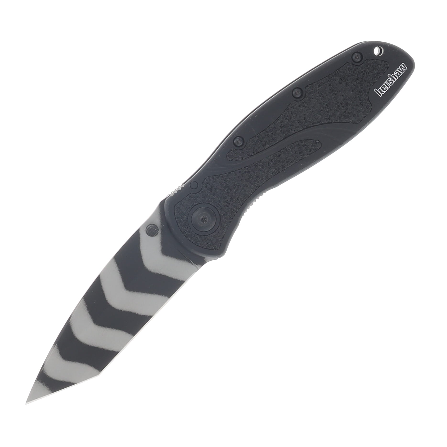 Kershaw Blur Tiger Stripe AO Folding Knife Black Aluminum-Trac Tec Insert Handle PS Tanto Blade KS1670TTSST View 1