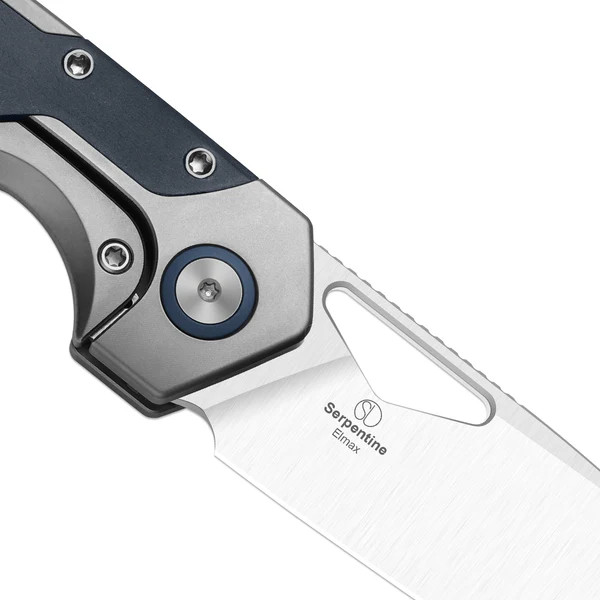 Kizer Serpentine Folding Knife Titanium & Blue Richlite Handle M390 Drop Point Blade KI3759FDA3 View 5