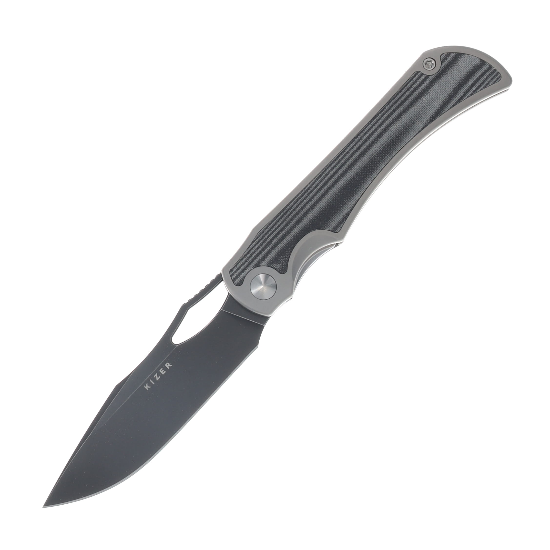 Kizer Allure Folding Knife Titanium-Black Norplex Ultrex Micarta Handle S45VN Drop Point Blade KI4763LDA2 View 1