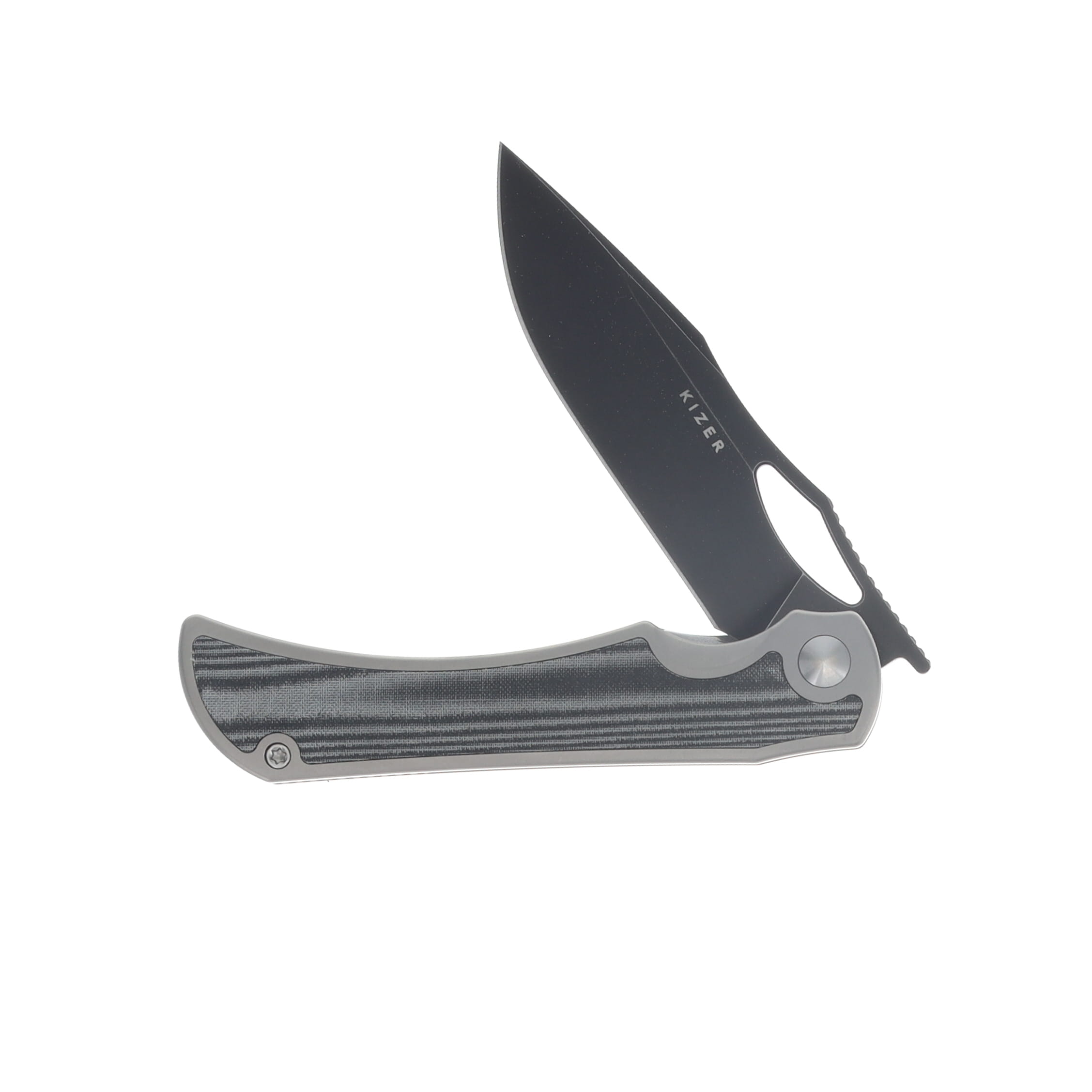 Kizer Allure Folding Knife Titanium-Black Norplex Ultrex Micarta Handle S45VN Drop Point Blade KI4763LDA2 View 3