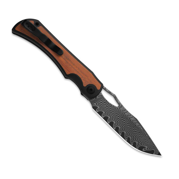 Kizer Allure Folding Knife Titanium-Panama Rosewood Handle Damascus Drop Point Blade KI4763LDA3 View 2
