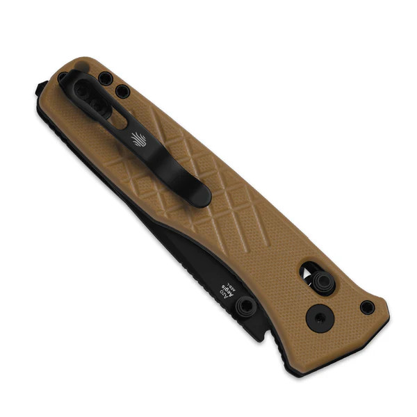Kizer Aegis T Folding Knife Brown G-10 Handle Black PVD Coated PS AEB-L Tanto Blade V3774CTA3 View 8