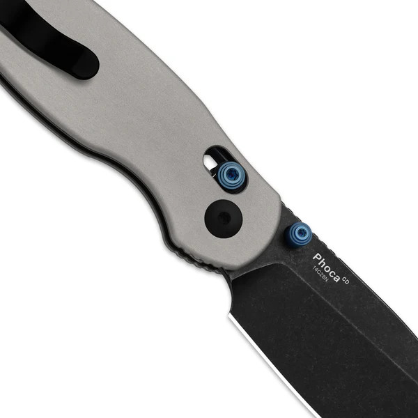 Kizer Phoca CD Folding Knife Light Gray Aluminum Handle Black SW 14C28N Drop Point Blade V3781CDA2 View 5