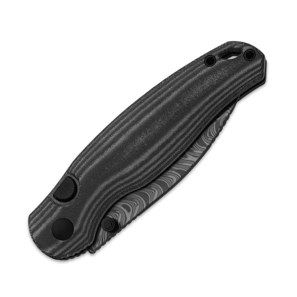 Kizer Phoca BD Folding Knife Black Norplex Ultrex Micarta Handle Acid Washed Damascus Drop Point Blade V3781BDA3 View 6