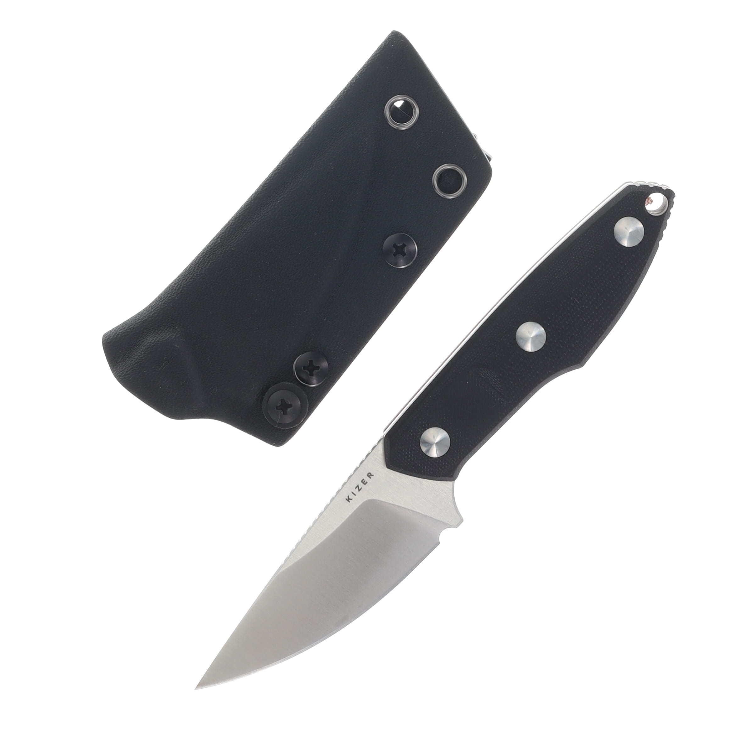 Kizer Splinter Fixed Blade Black G-10 Handle Satin AEB-L Drop Point Blade 1087A1 View 1