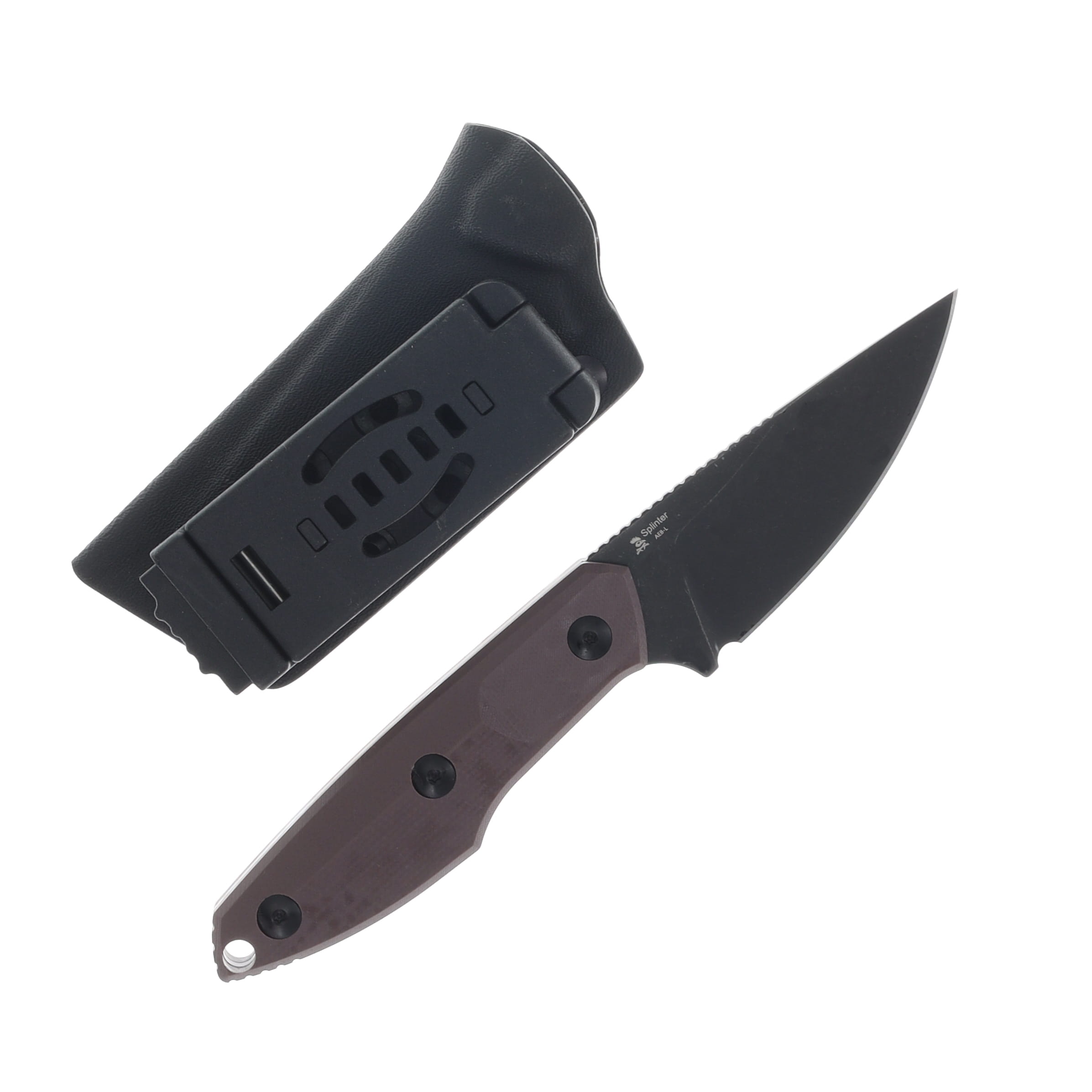 Kizer Splinter Fixed Knife Brown G-10 Handle Black Stonewashed  AEB-L Drop Point Blade 1087A2 View 2