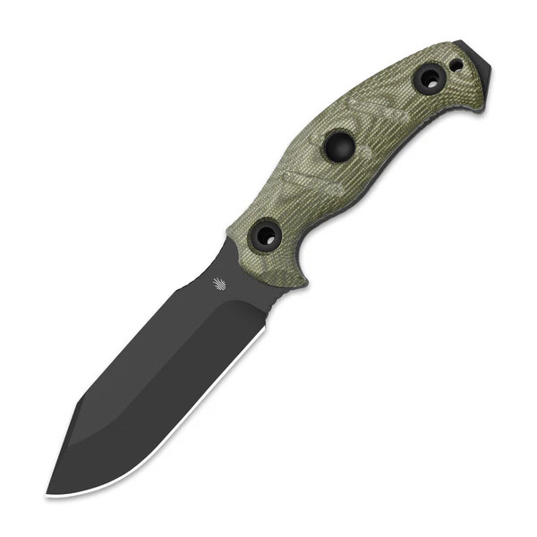 Kizer Sheepdog Survival Fixed Knife Green Micarta Handle Black Coated 1095 Clip Point Blade 1105A4 View 3