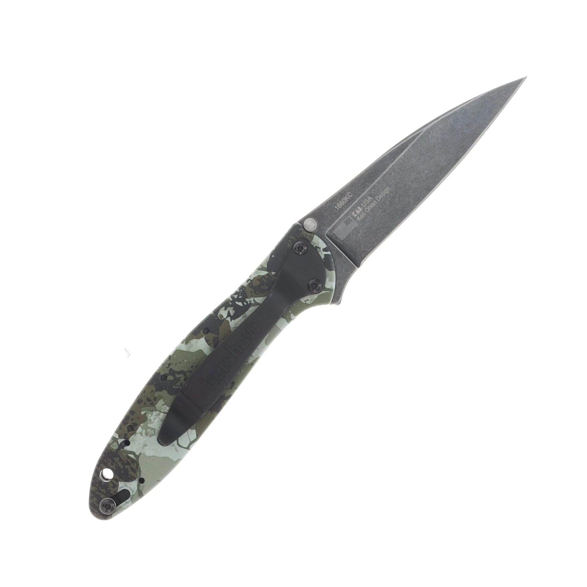 Kershaw Leek Folding Knife Blackwash 14C28N/King's Camo KS1660KC View 2