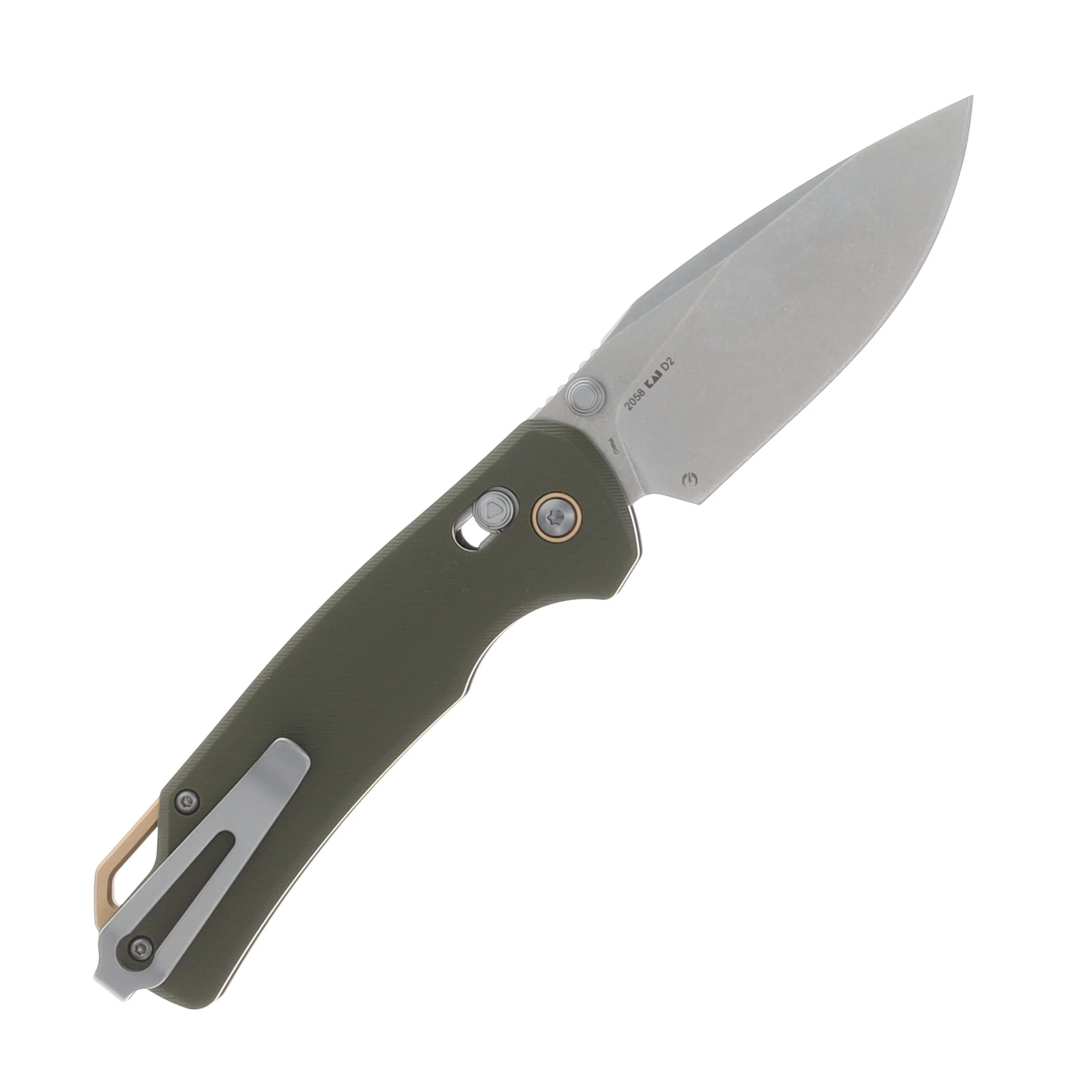 Kershaw Proximal Folding Knife Stonewash D2/Olive G-10 KS2058 View 2