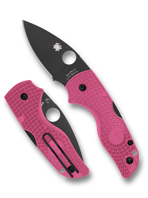 Spyderco Lil Native Lightweight Pink 2.42in Plain Black DLC Leaf SPC230PPNBK View 1