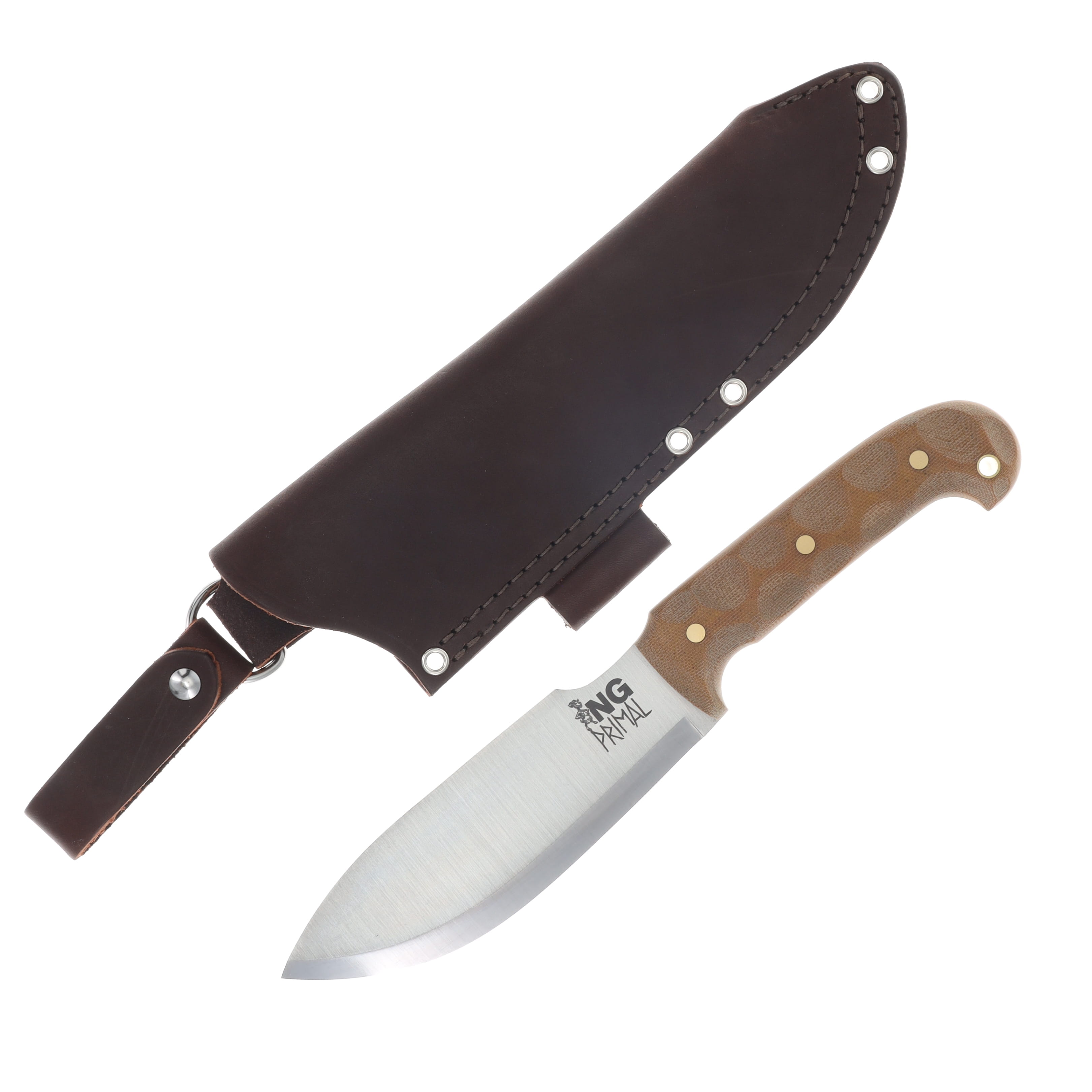 LT Wright SMKW Exclusive The Naked G.O.A.T. Primal Fixed Knife Natural Micarta Handle 01 Scandi Grind Blade NGPRIMAL-NAT View 1