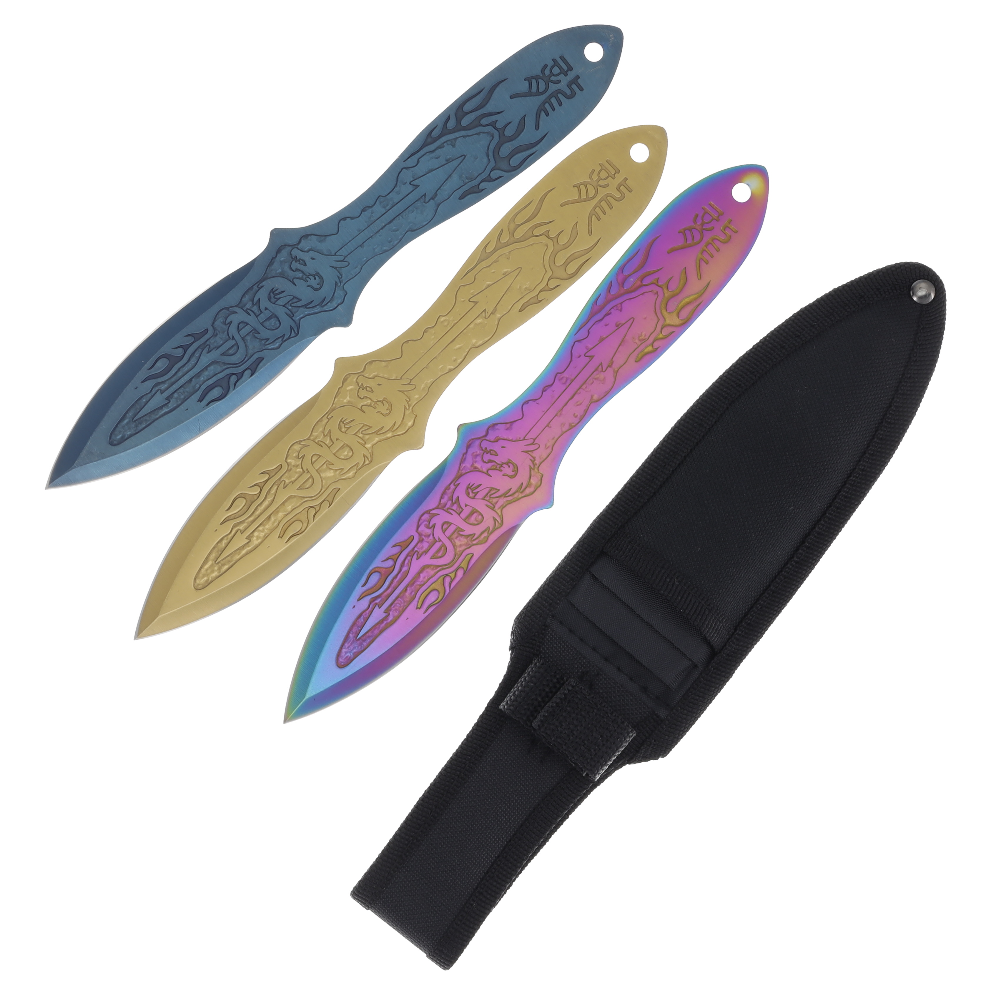 Bushido 9" Multicolor Throwing Knife Set NTAB1M View 2