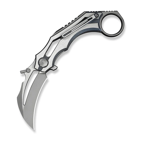 We Knife Co Cryonix Blue & Satin Titanium Handle Stonewashed M390 Blade WE24070-4 View 2