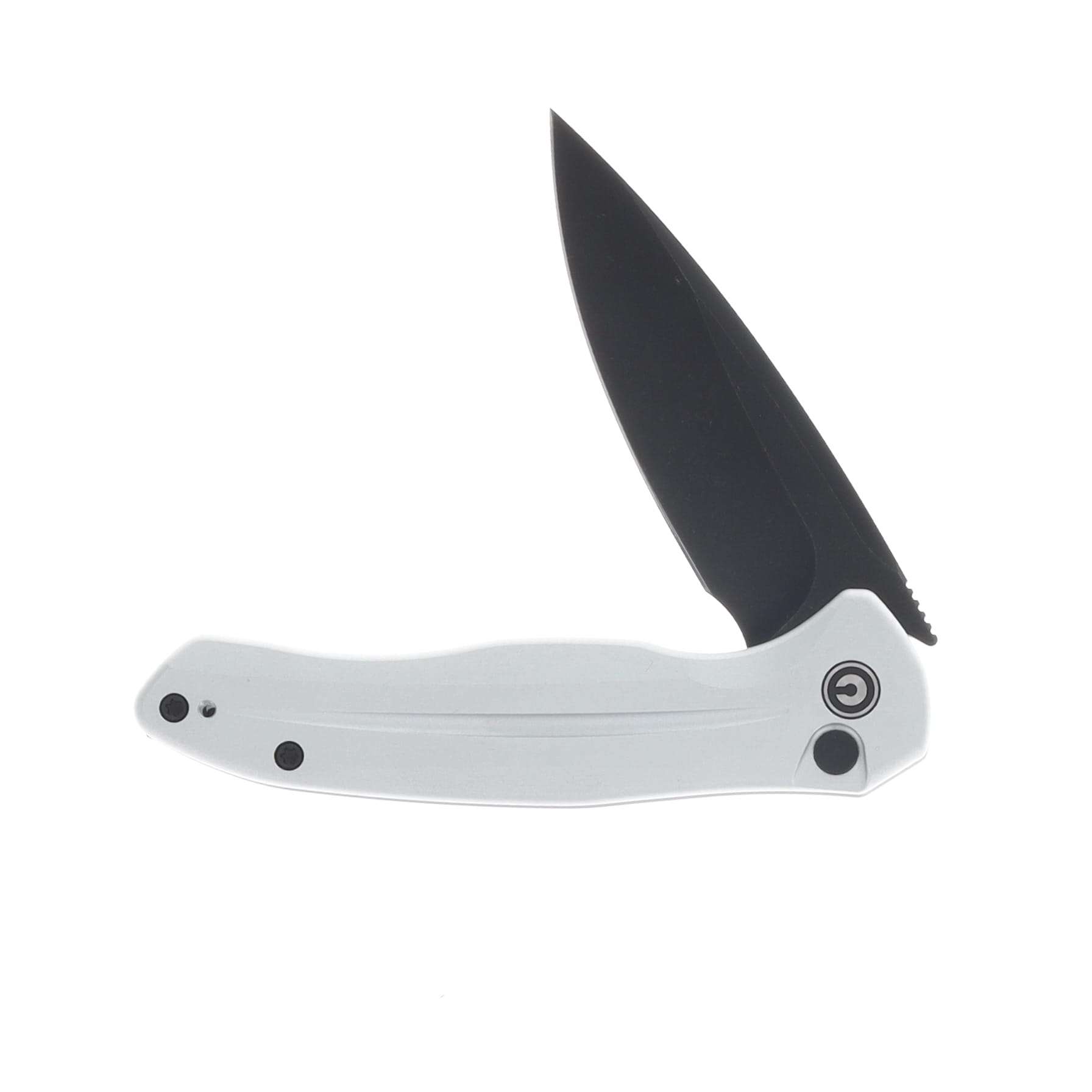 CIVIVI Button Lock Kitefin Silver Aluminum Handle Black Stonewashed 14C28N Blade C24091-2 View 3