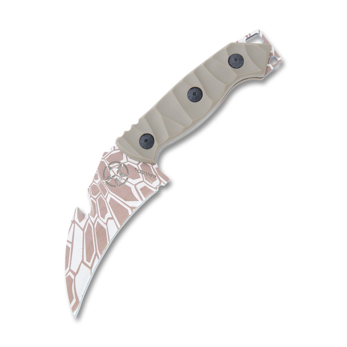 Wartech Fixed Blade Knife 4.0in Plain Edge Brown Snake Camo NTHWT220CM View 1