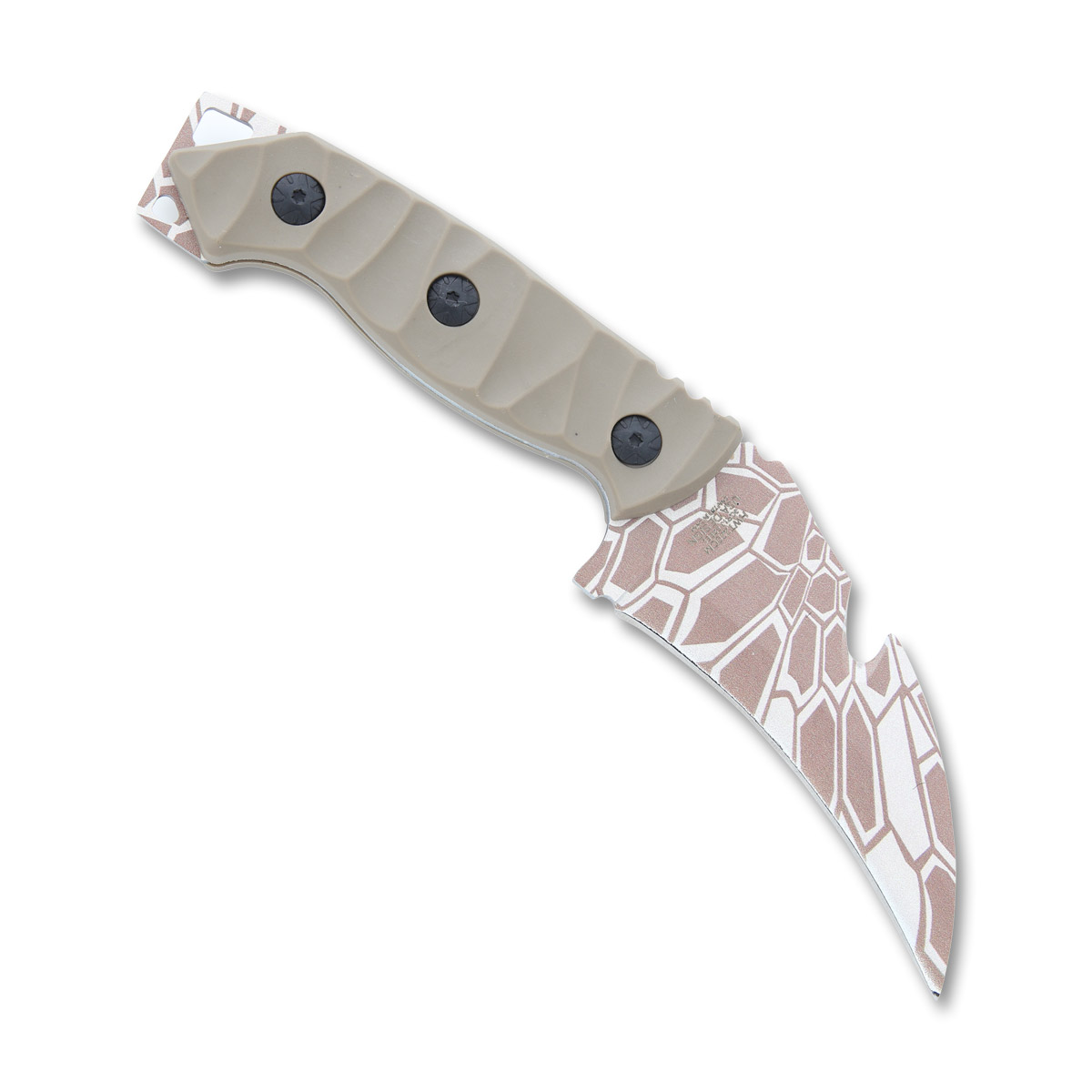 Wartech Fixed Blade Knife 4.0in Plain Edge Brown Snake Camo NTHWT220CM View 2