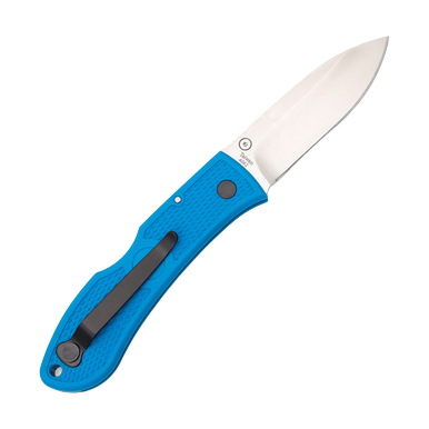 KA-BAR Dozier Hunter Blue Folding Knife 3in Satin Drop Point Blade View 3