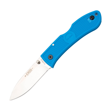 KA-BAR Dozier Hunter Blue Folding Knife 3in Satin Drop Point Blade View 2