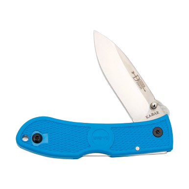 KA-BAR Dozier Hunter Blue Folding Knife 3in Satin Drop Point Blade View 4