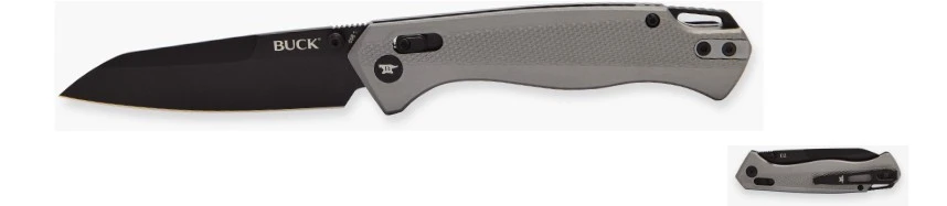 Buck 698 Ferrox Folding Knife Silver Aluminum Handle Black D2 Drop Point Blade BU14412 View 1