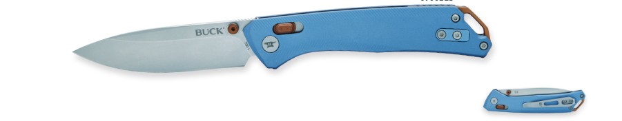 Buck 700 Nomad Folding Knife Blue Aluminum Handle D2 SW Drop Point Blade BU14422 View 1