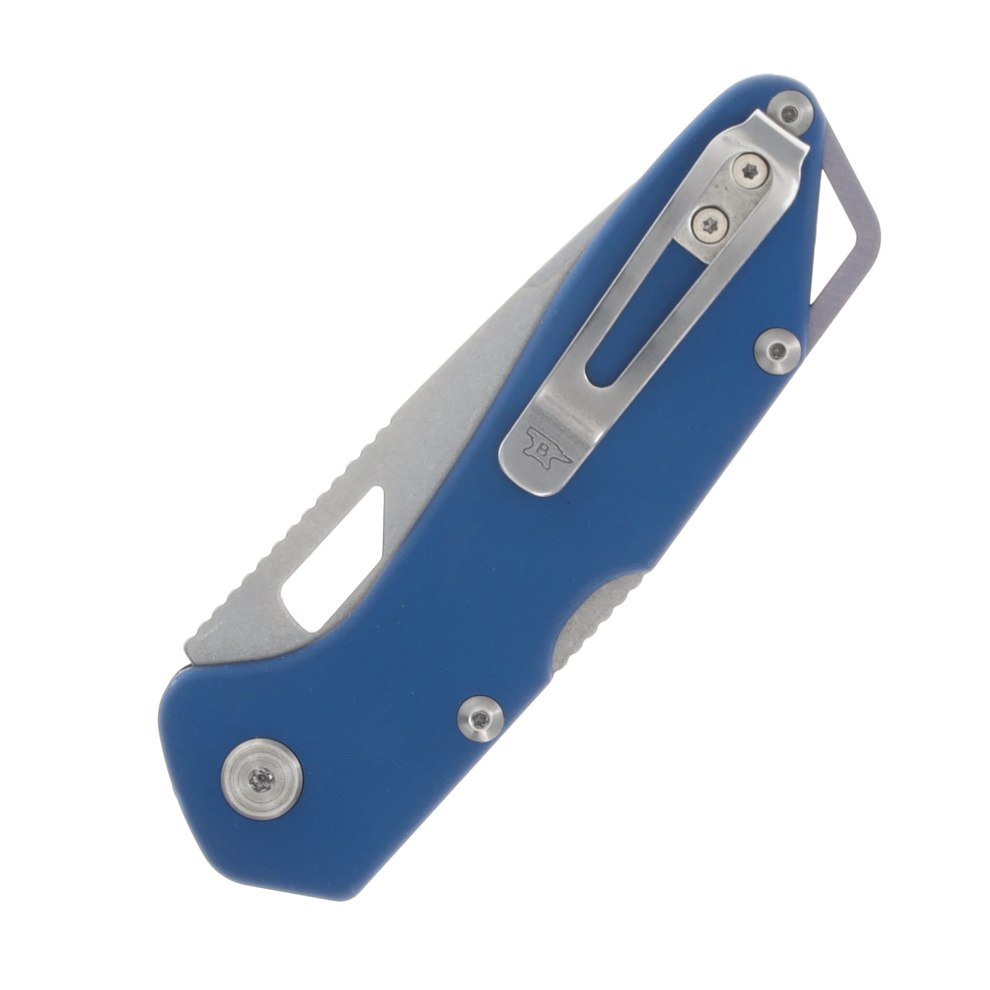 Buck 724 Mustang Folding Knife Blue Aluminum Handle SW 420HC Drop Point Blade BU14394 View 6