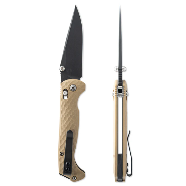 Toor Dropwing Folding Knife Coyote Tan 3.5in Plain Black Clip Point View 1