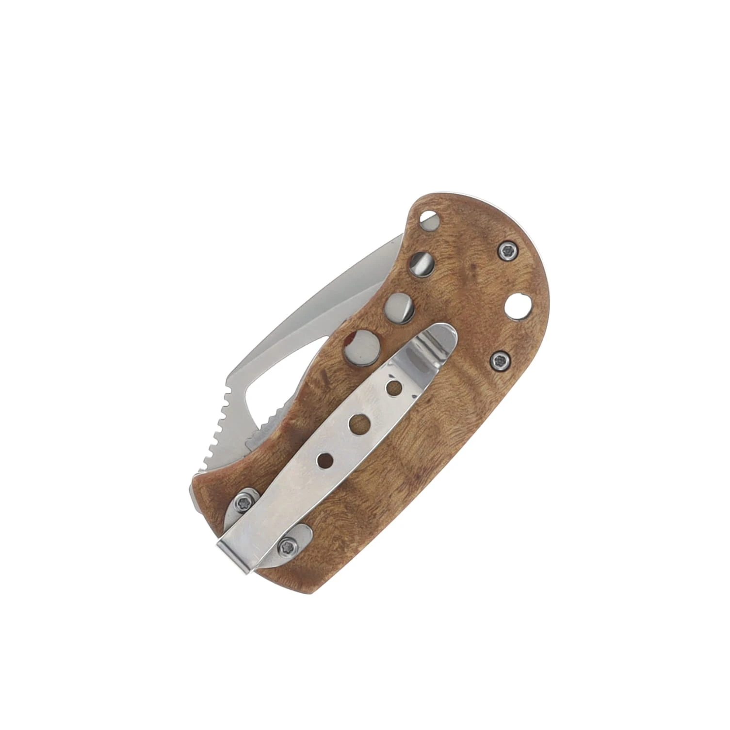 Rough Rider Linerlock Folding Knife Wood Handle Satin SS Drop Point Blade RR1554 View 4
