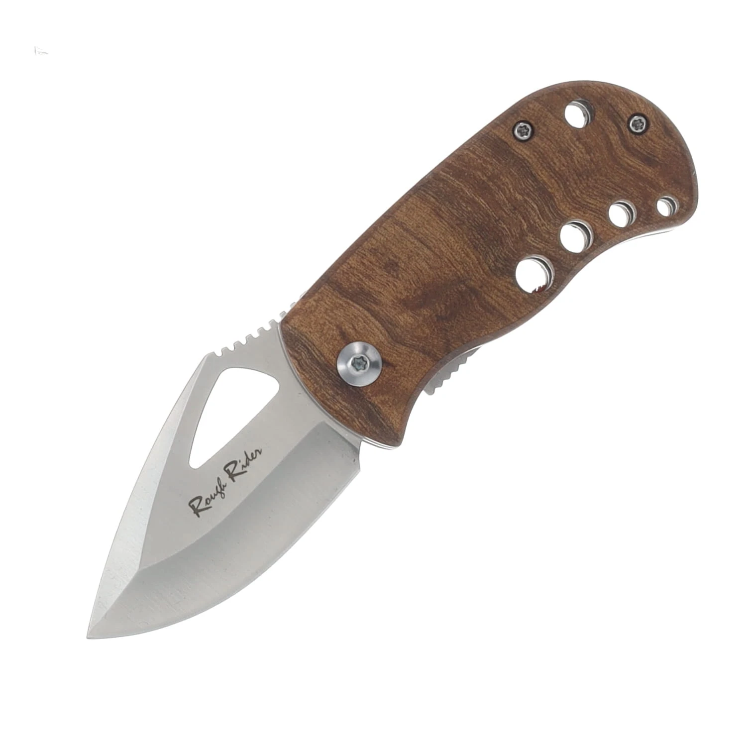 Rough Rider Linerlock Folding Knife Wood Handle Satin SS Drop Point Blade RR1554 View 1